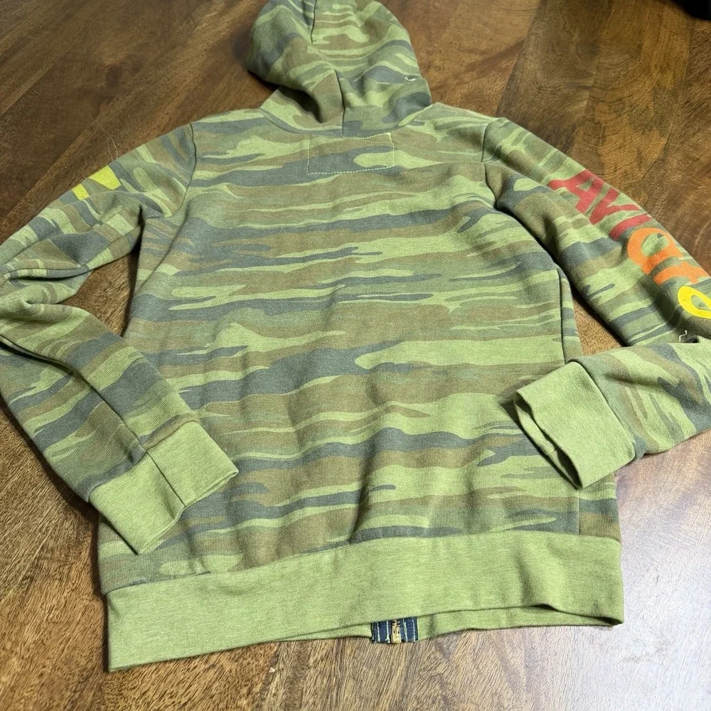 Aviator Nation Full Zip Hoodie Camo Green Youth Size 14 Womens Small